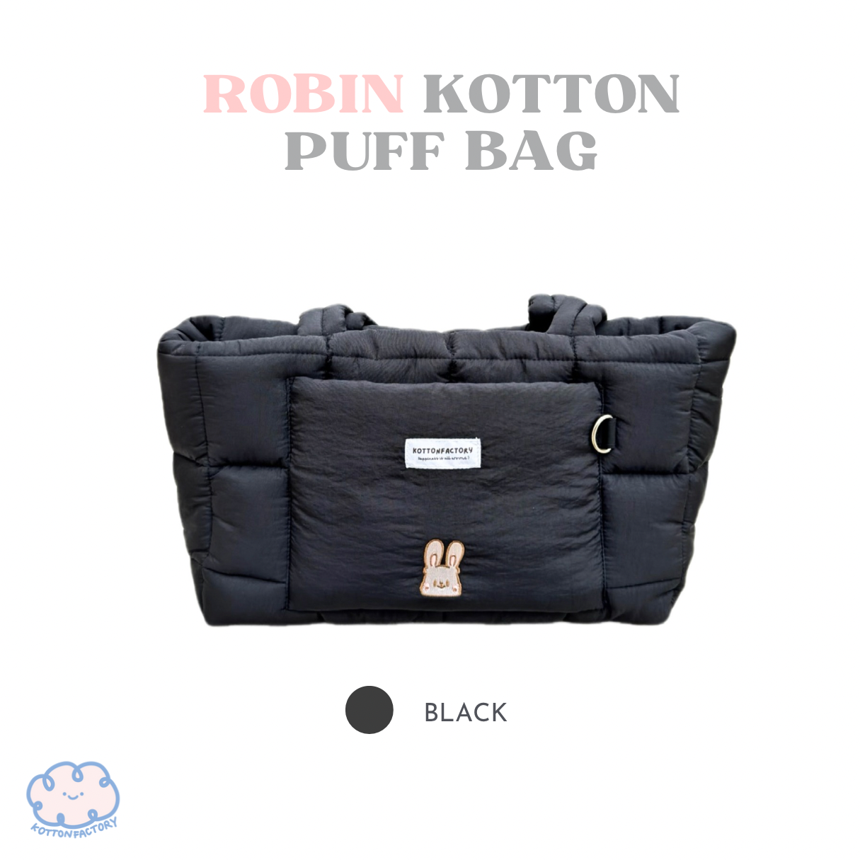 Robin Kotton Puff Bag (Color : Black)